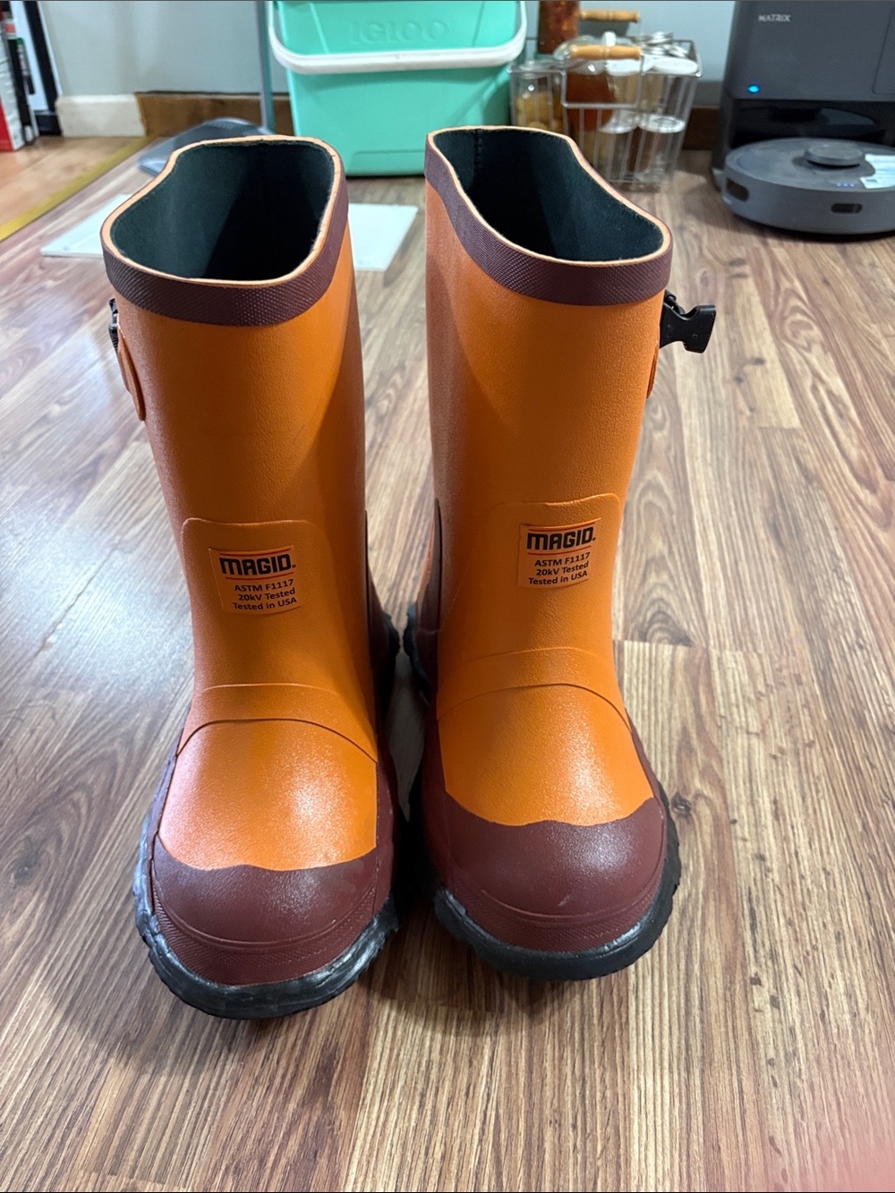 Magid Orange and Brown Dielectric Boots